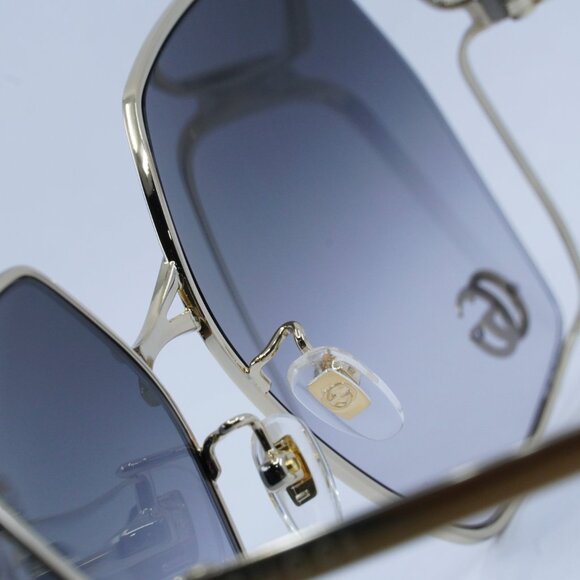 Gucci GG0817S 006 Sunglasses Gold Geometric Frame, Grey Lenses main image 11